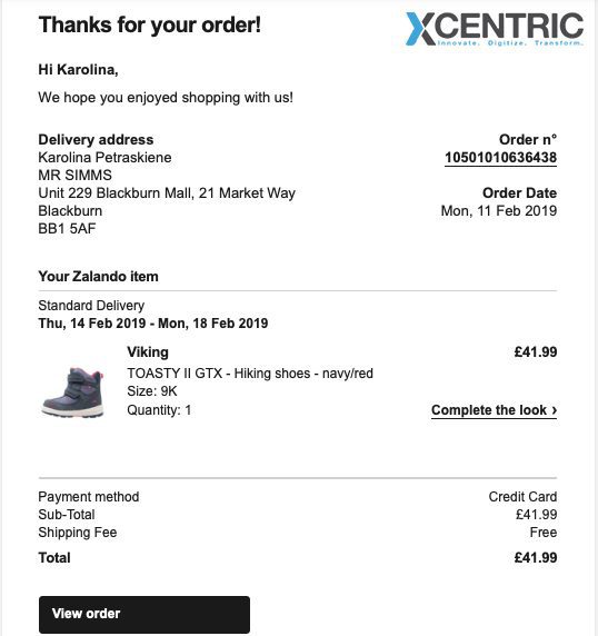 Order Confirmation Emails