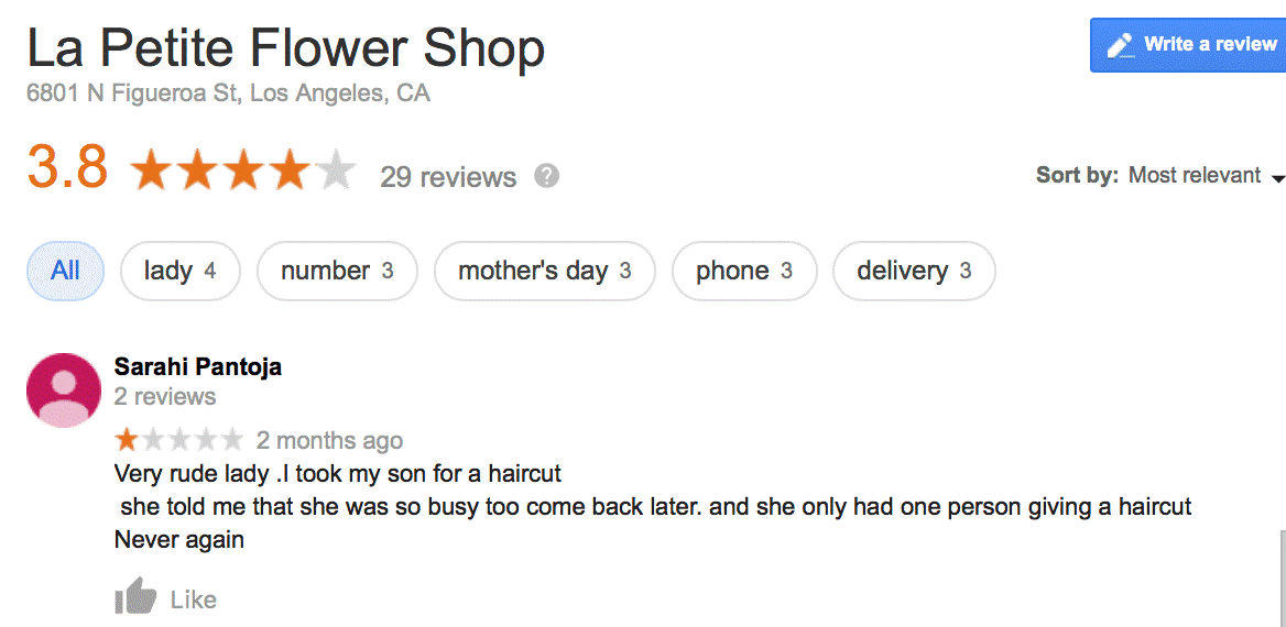Reviews on Google